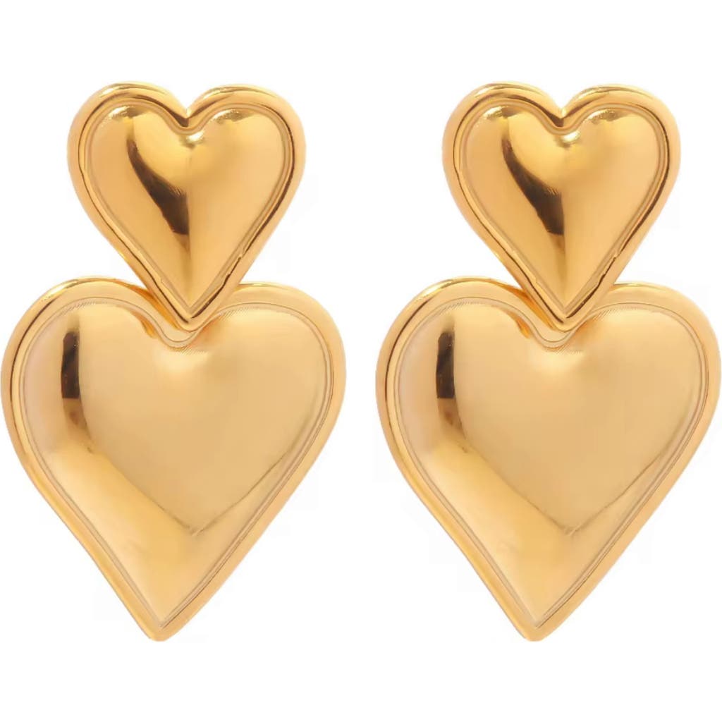 Macrae & Co . Double Heart Drop Earrings In Gold