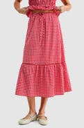 All in Favor Gingham Cotton Blend Midi Skirt