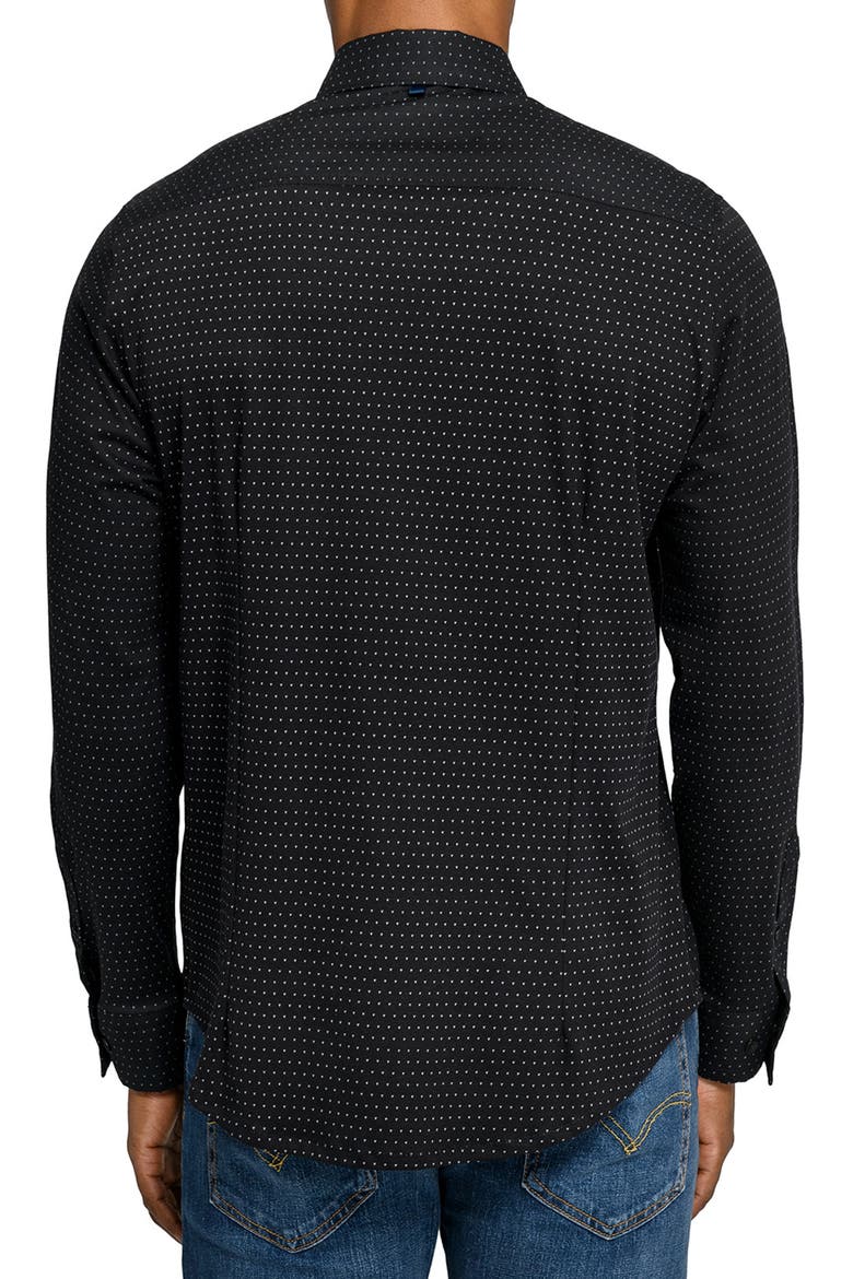 Slim Fit Micro Geo Reworked Cotton Button-Up Shirt, Alternate, color, BLACK