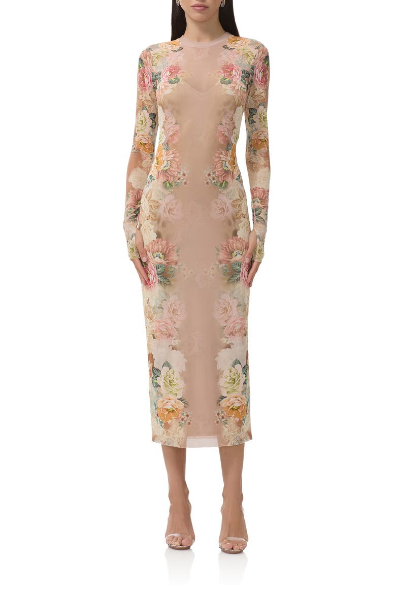 Ashland Long Sleeve Midi Dress, Main, color, HONEY ROSE FRAME
