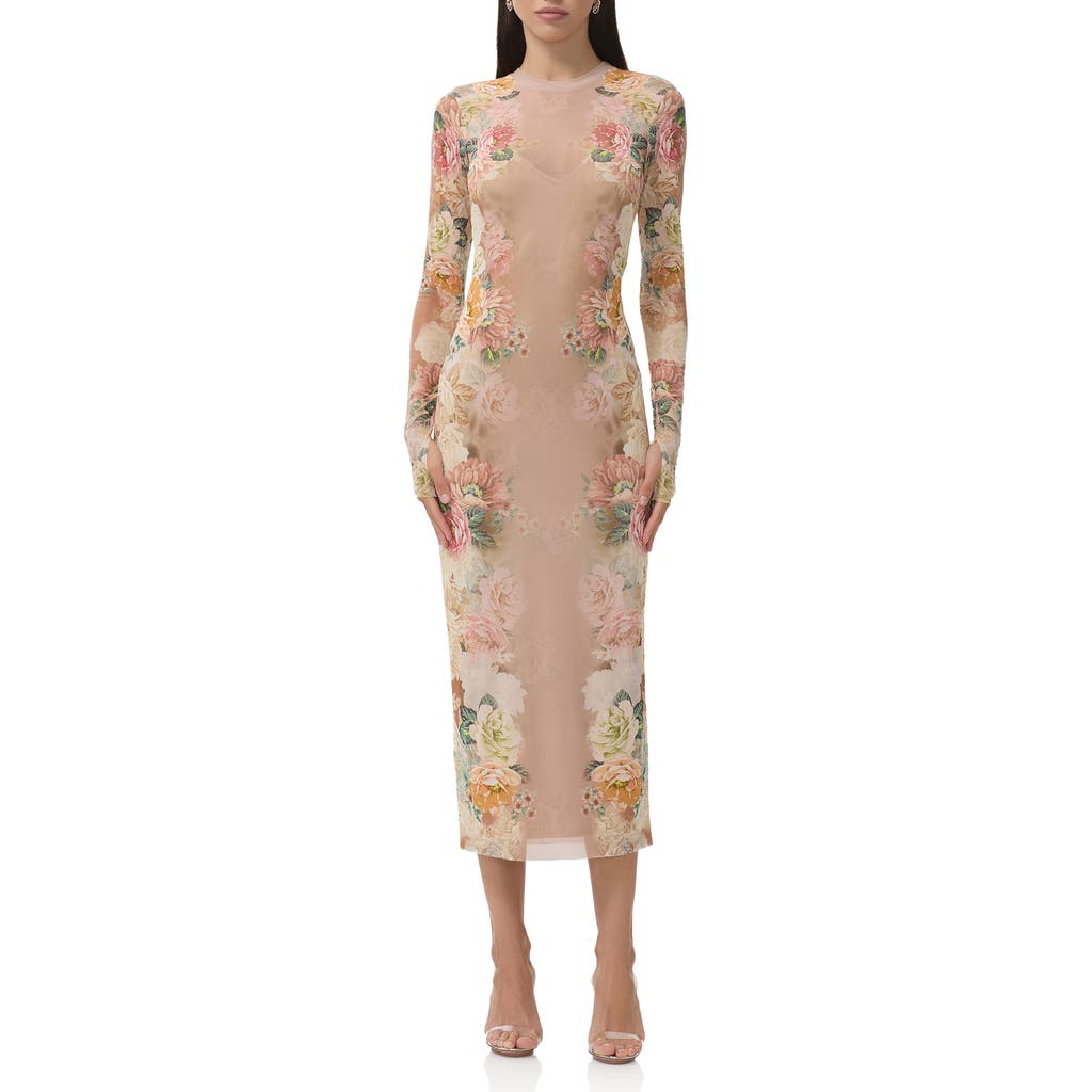 Afrm Ashland Long Sleeve Midi Dress In Multi