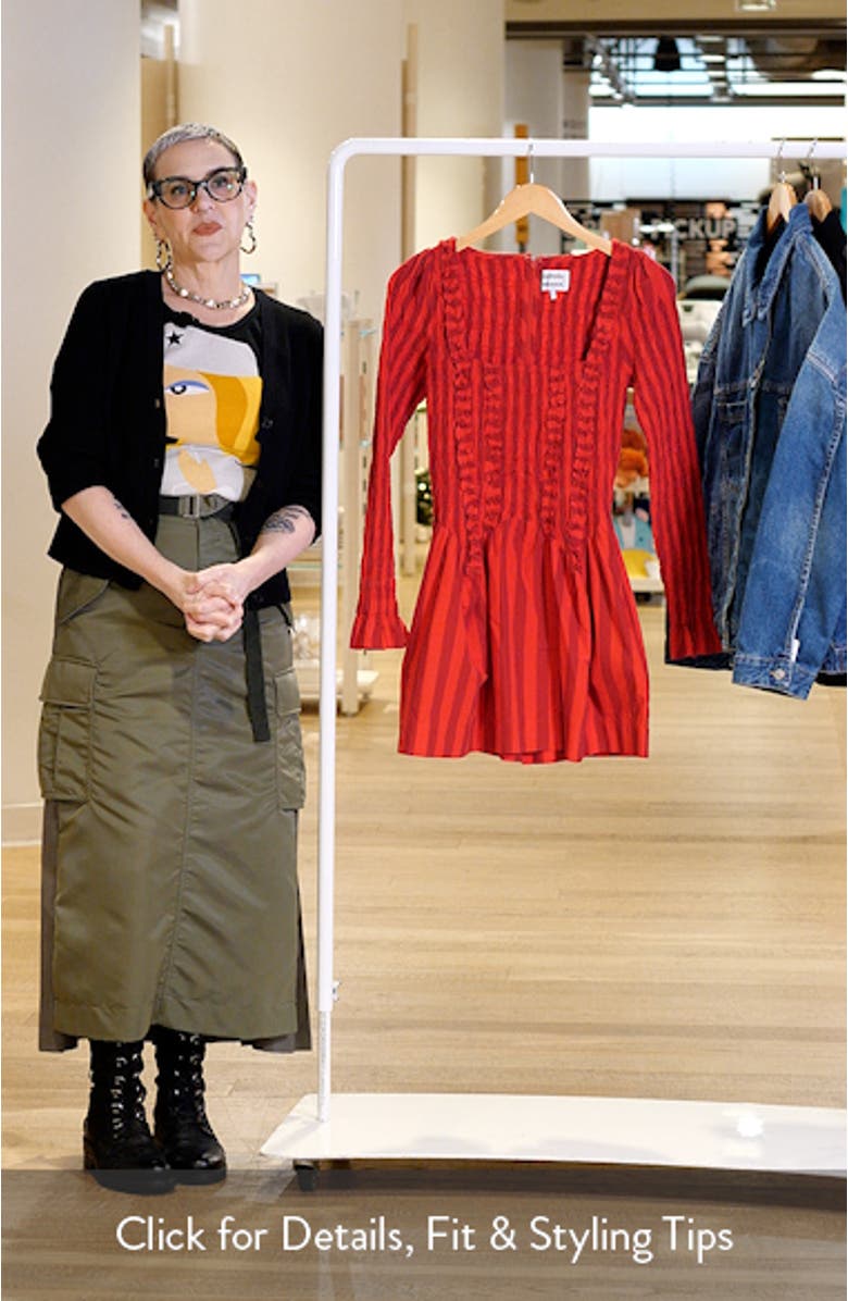 Raphaela Ruffle Long Sleeve Organic Cotton Minidress, sales video thumbnail