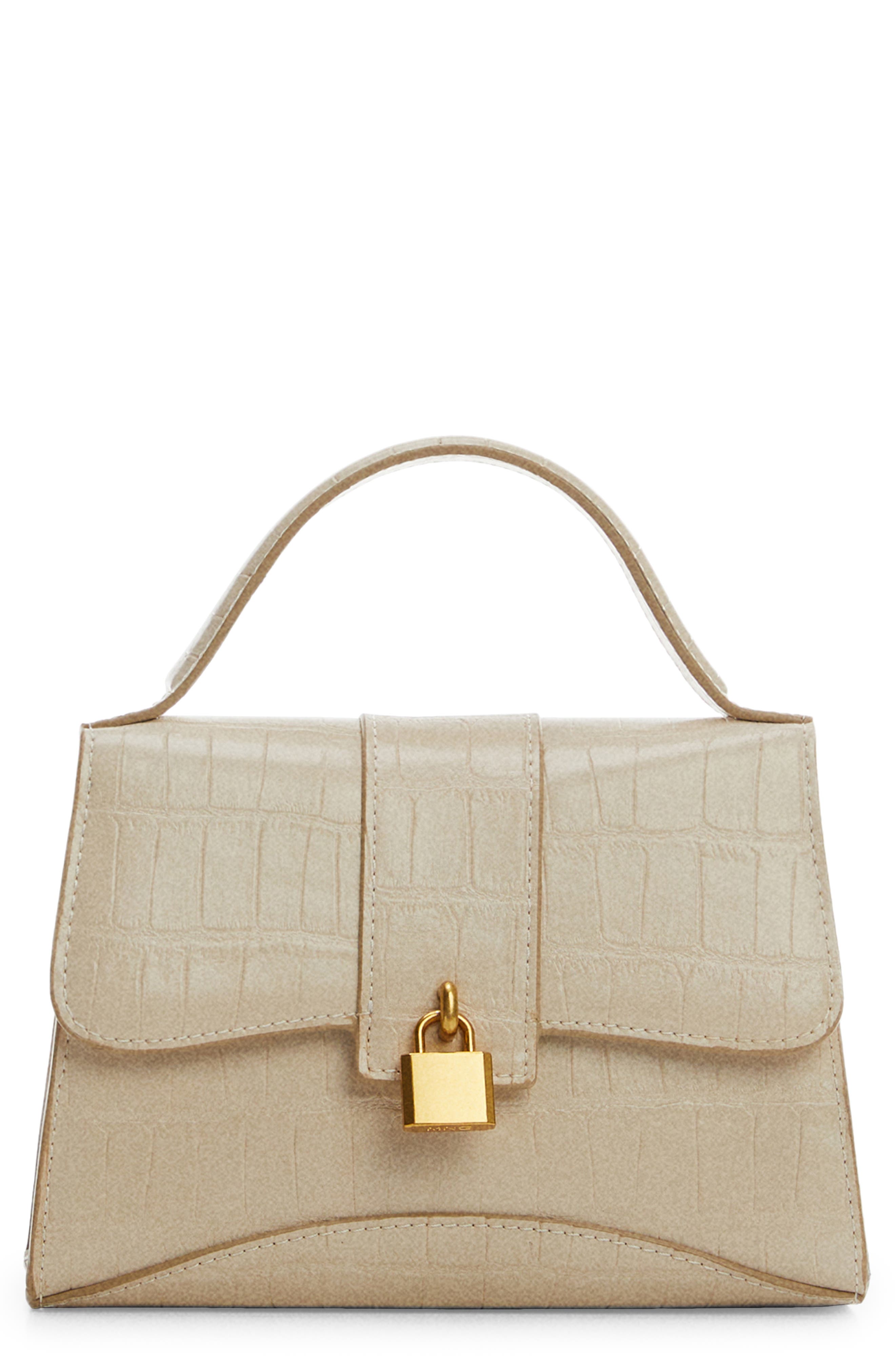MANGO Padlock Croc Embossed Envelope Top Handle Bag, Main, color, 