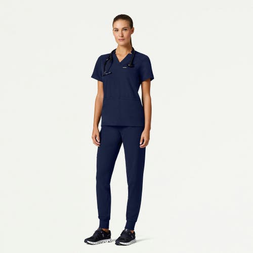 Jaanuu 3-pocket Classic Notched V-neck Scrub Top In Blue