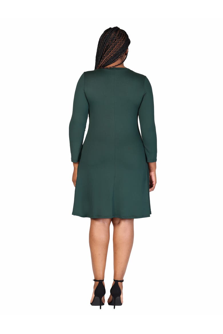 Plus Size Classic Long Sleeve  Flared Mini Dress, Alternate, color, Hunter