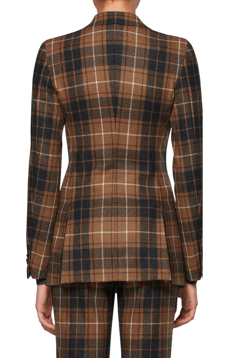 Cameron Plaid Double Breasted Wool Suit Jacket, Alternate, color, BROWN ANTRA PLAID