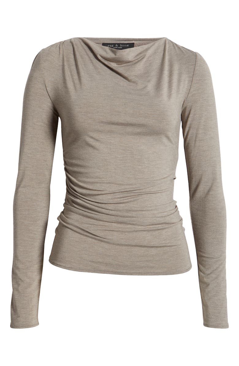 rag & bone Luca Long Sleeve Shirred T-Shirt, Alternate, color, Mushroom