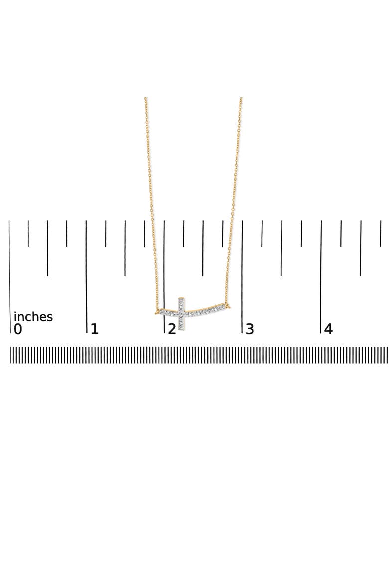 Gold Vermeil Diamond Accent Cross Bar Necklace, Alternate, color, Silver