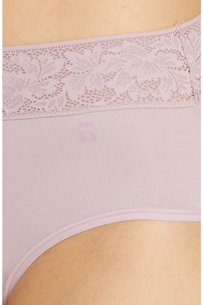 Second Skin High Waist Lace Trim Briefs, Alternate, color, MAUVE SHADOWS