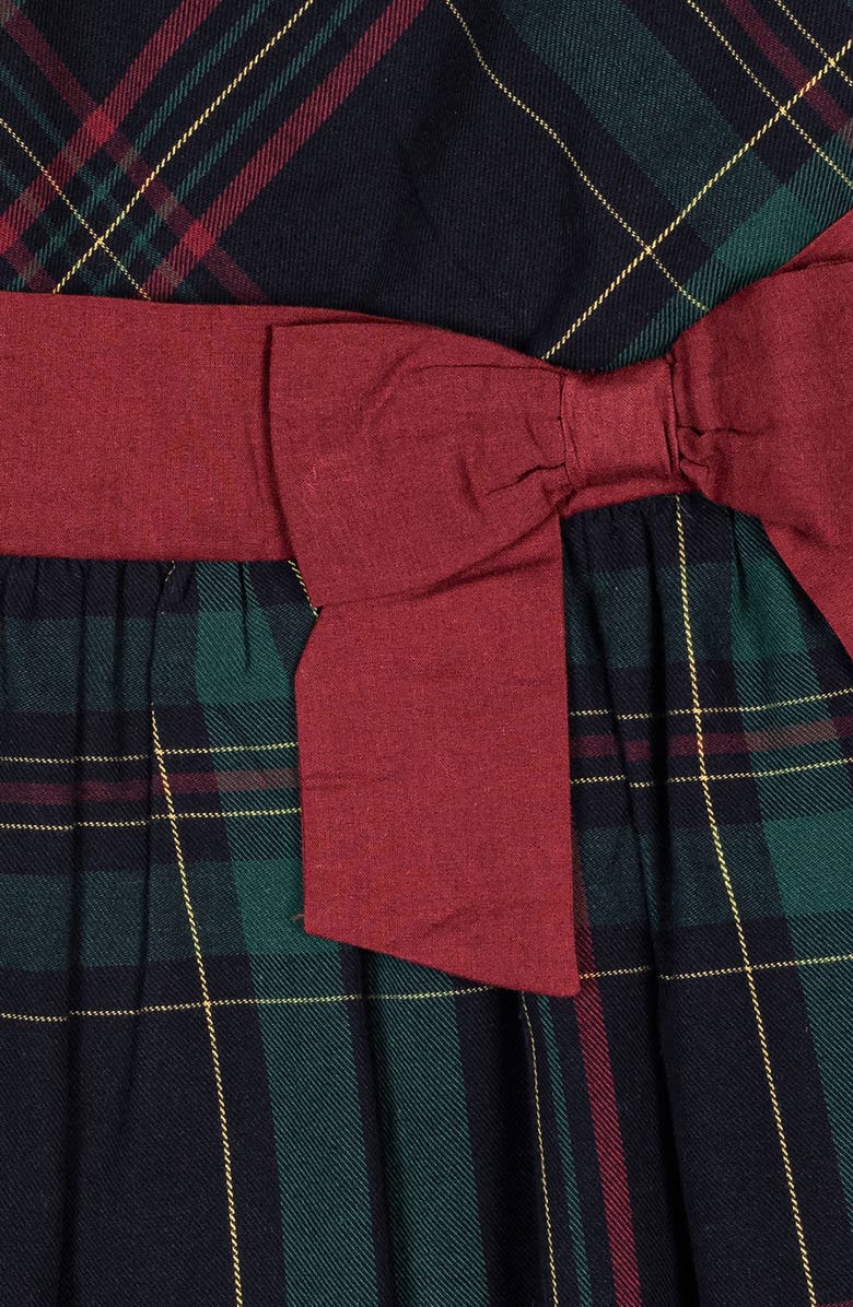 Hope & Henry Kids' Organic Pleated Collar Dress with Sash, Alternate, color, Scottish Plaid