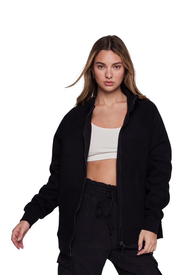 Effortless Fleece Oversized Jacket, Alternate, color, Black