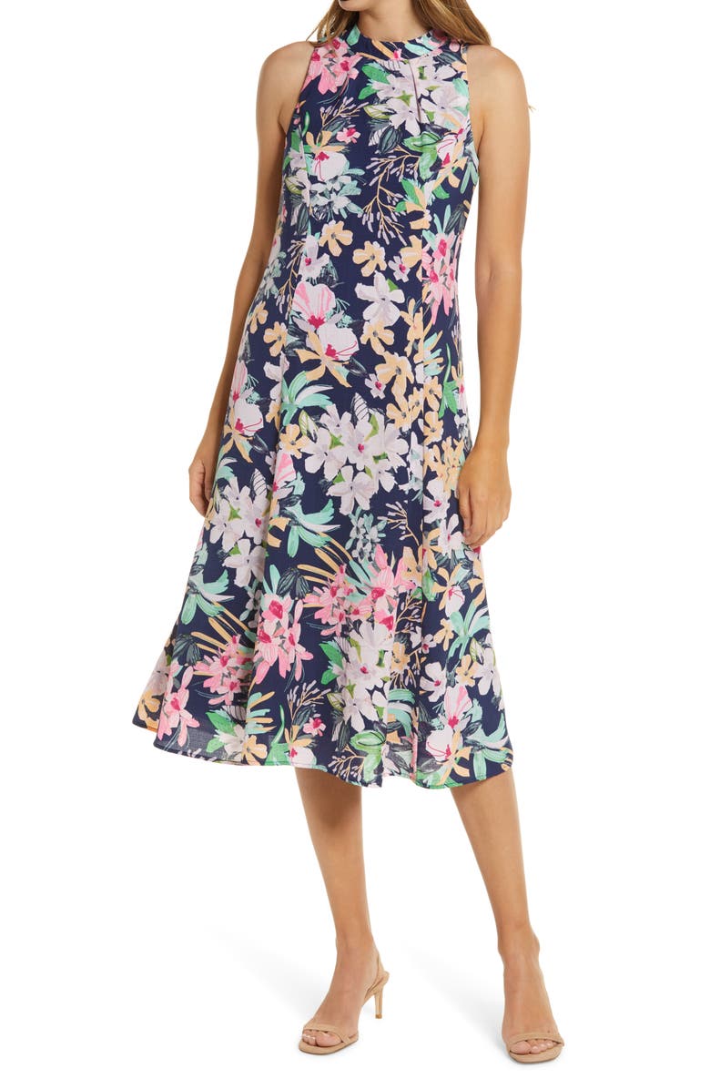 Donna Ricco Floral Midi Dress, Main, color, 