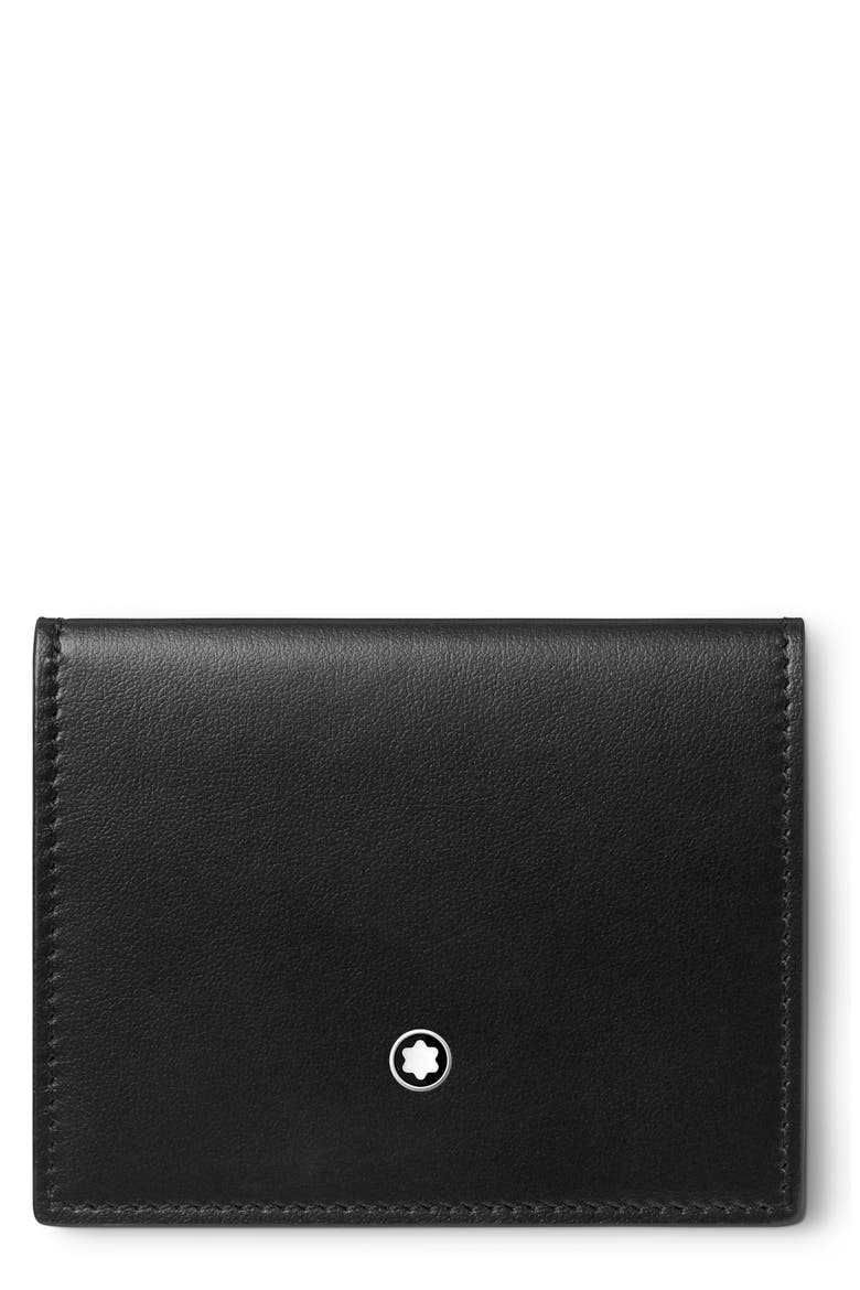 Soft Trifold Leather Card Holder, Main, color, BLACK
