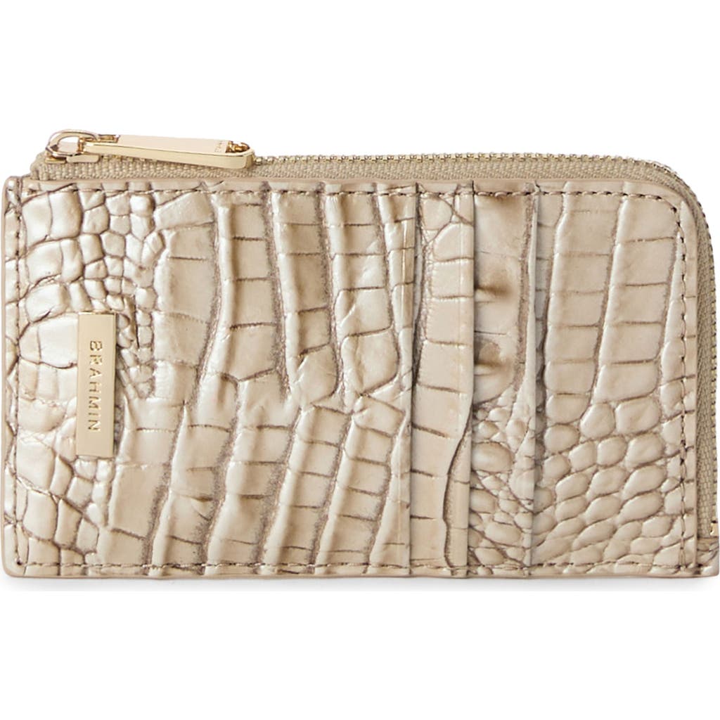 Brahmin Lennon Croc Embossed Leather Card Case In Wind Chime