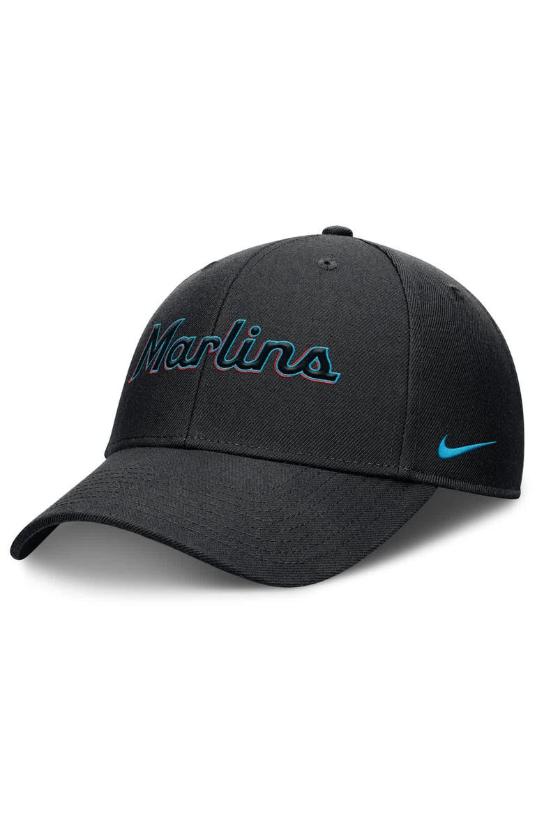 Nike Men's Nike Black Miami Marlins Rise Gaberdine Adjustable Hat, Alternate, color, Black
