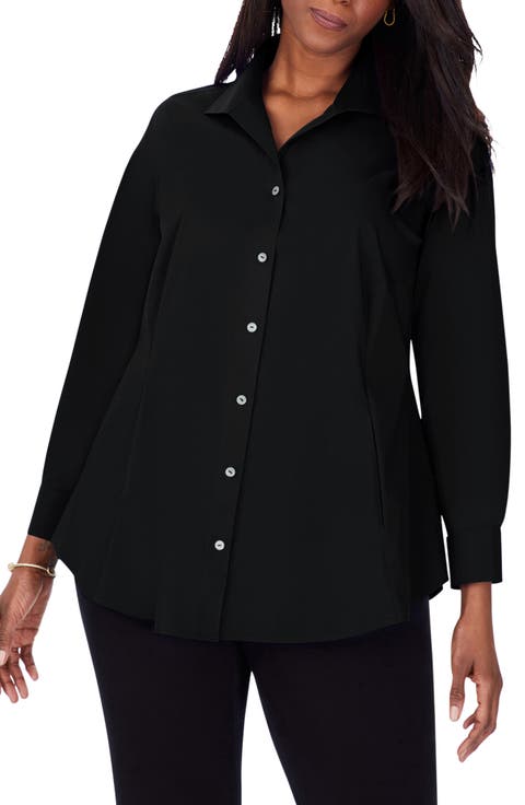 Cecilia Non-Iron Button-Up Tunic Shirt (Plus Size)