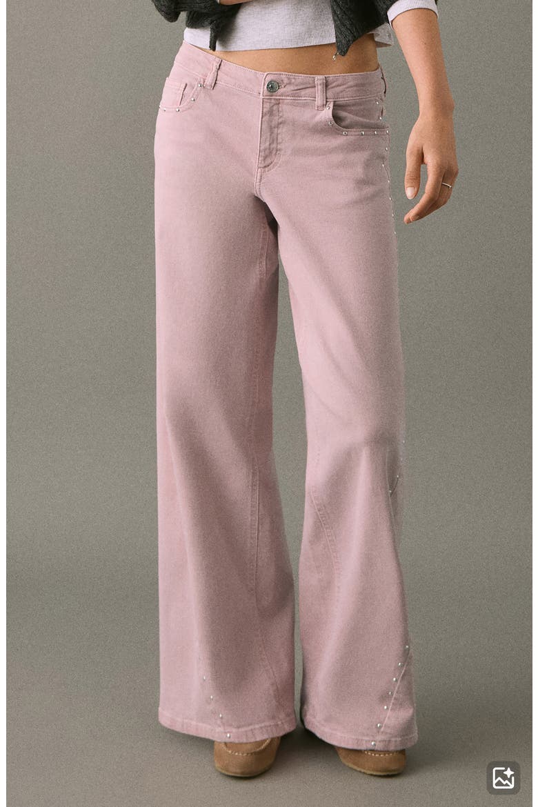 Stud Wide Leg Jeans, Main, color, PALE PINK