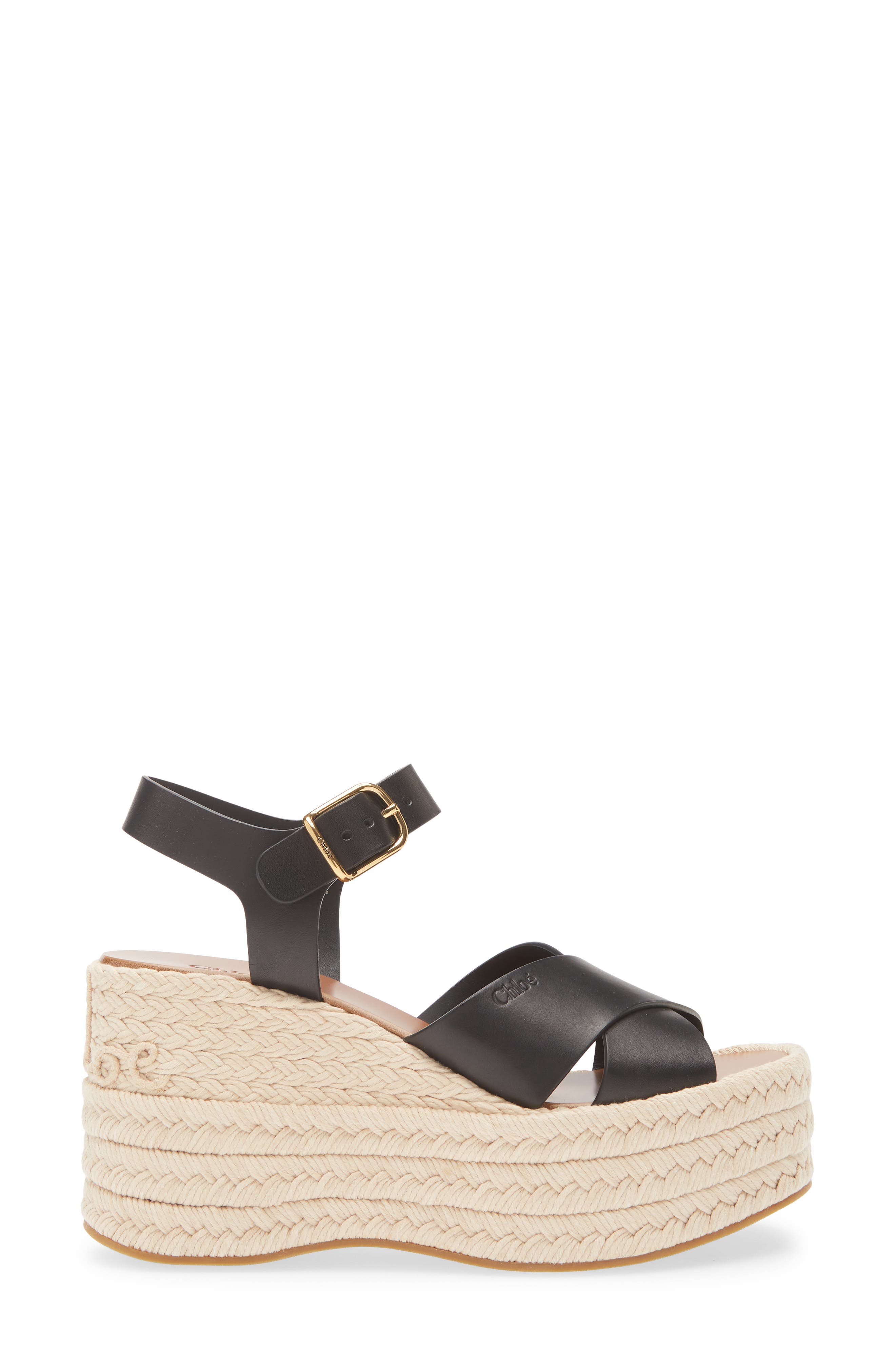 Chloé Isla Platform Espadrille Sandal, Alternate, color, Beige/ Black
