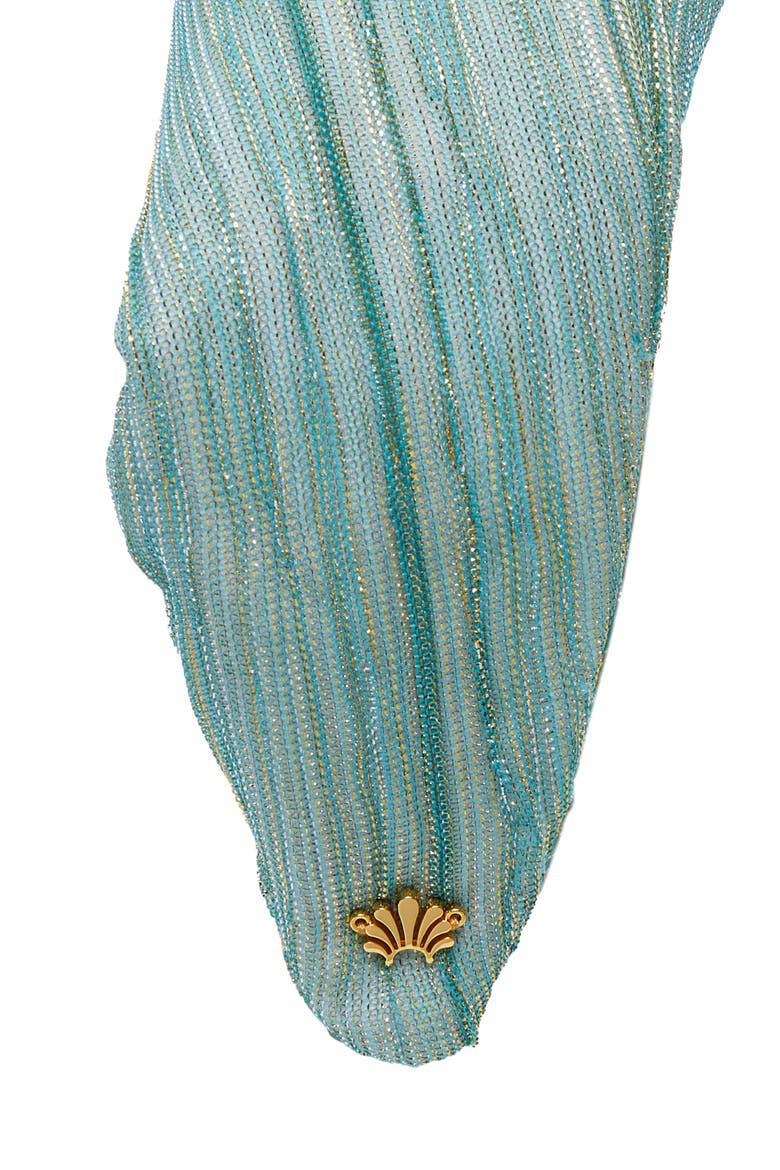 Greta Shimmer Knotted Headband, Alternate, color, JADE TURQUOISE