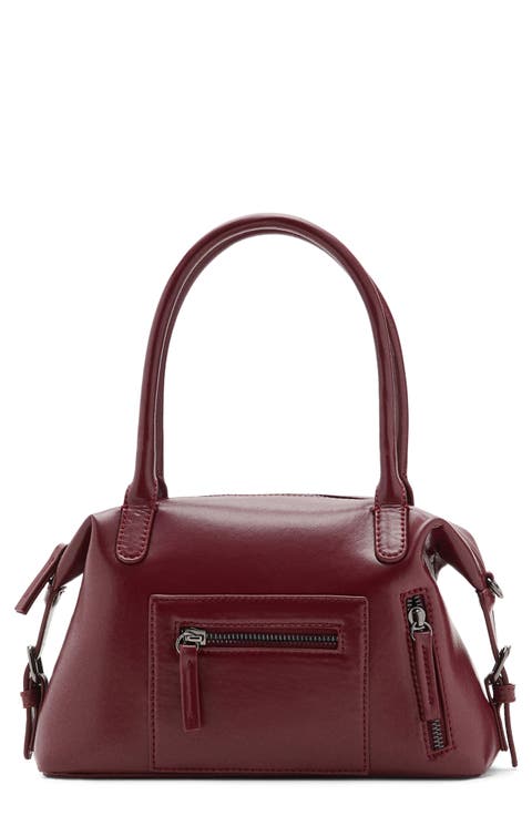 Mini Structured Faux Leather Top Handle Bag