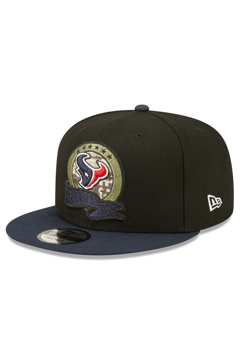 Men's New Era Black/Navy Houston Texans 2022 Salute To Service 9FIFTY Snapback Hat, Alternate, color, Black