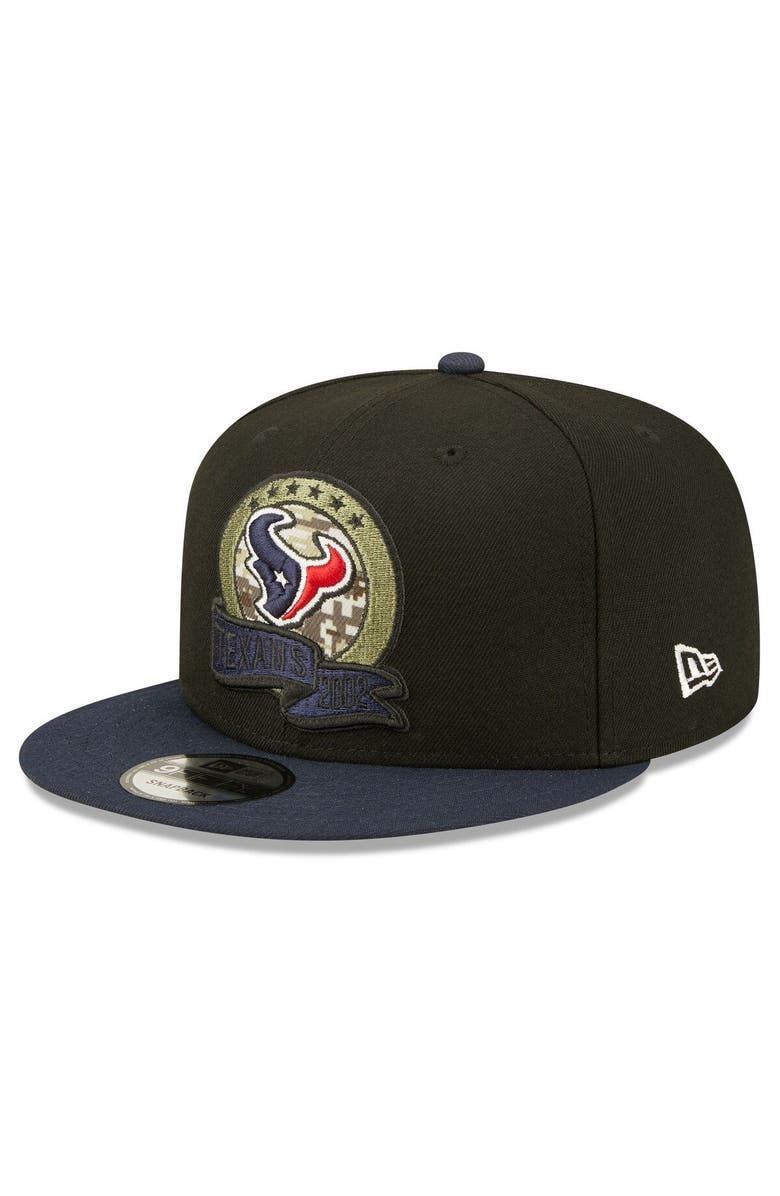 New Era Men's New Era Black/Navy Houston Texans 2022 Salute To Service 9FIFTY Snapback Hat, Alternate, color, 