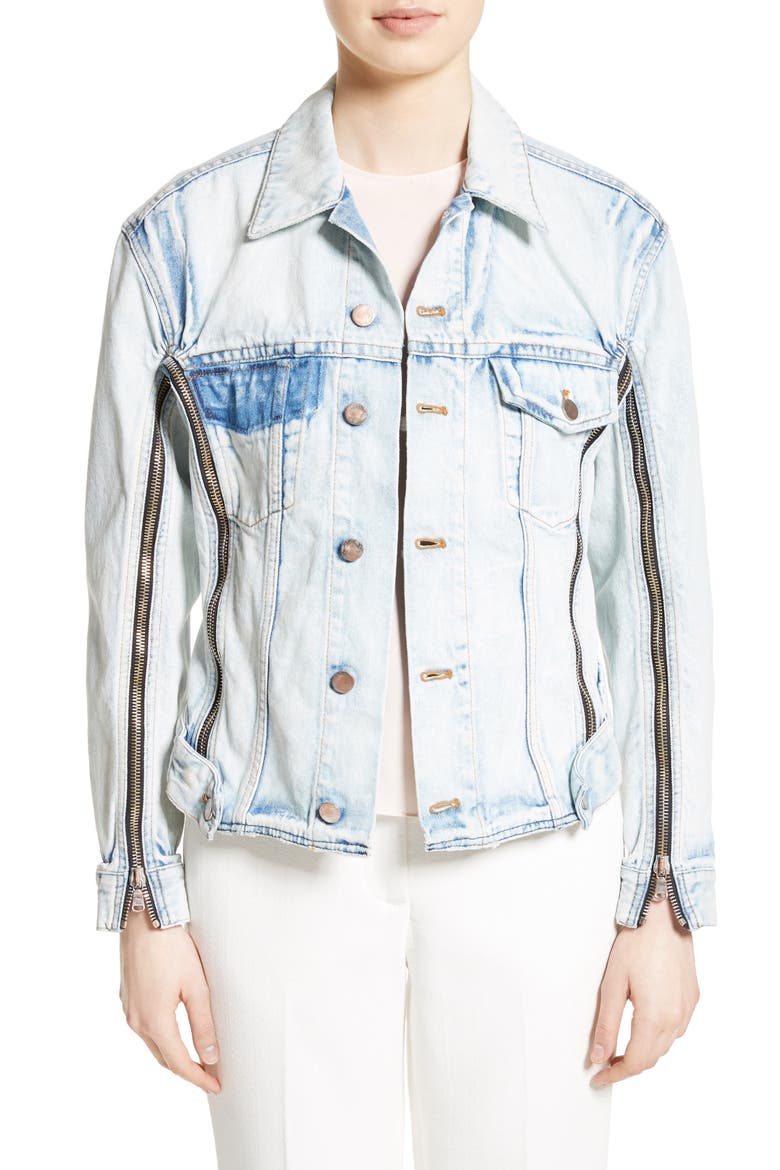 Zipper Detail Denim Jacket, Main, color, INDIGO