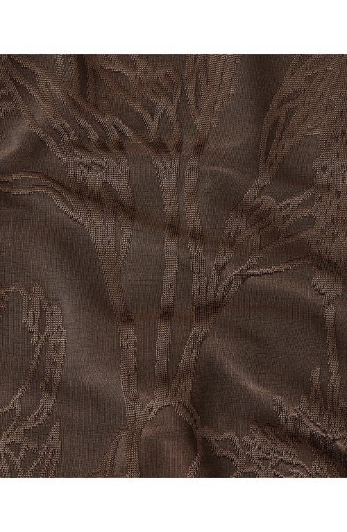 Mango Floral Jacquard Wide Leg Pants In Brown