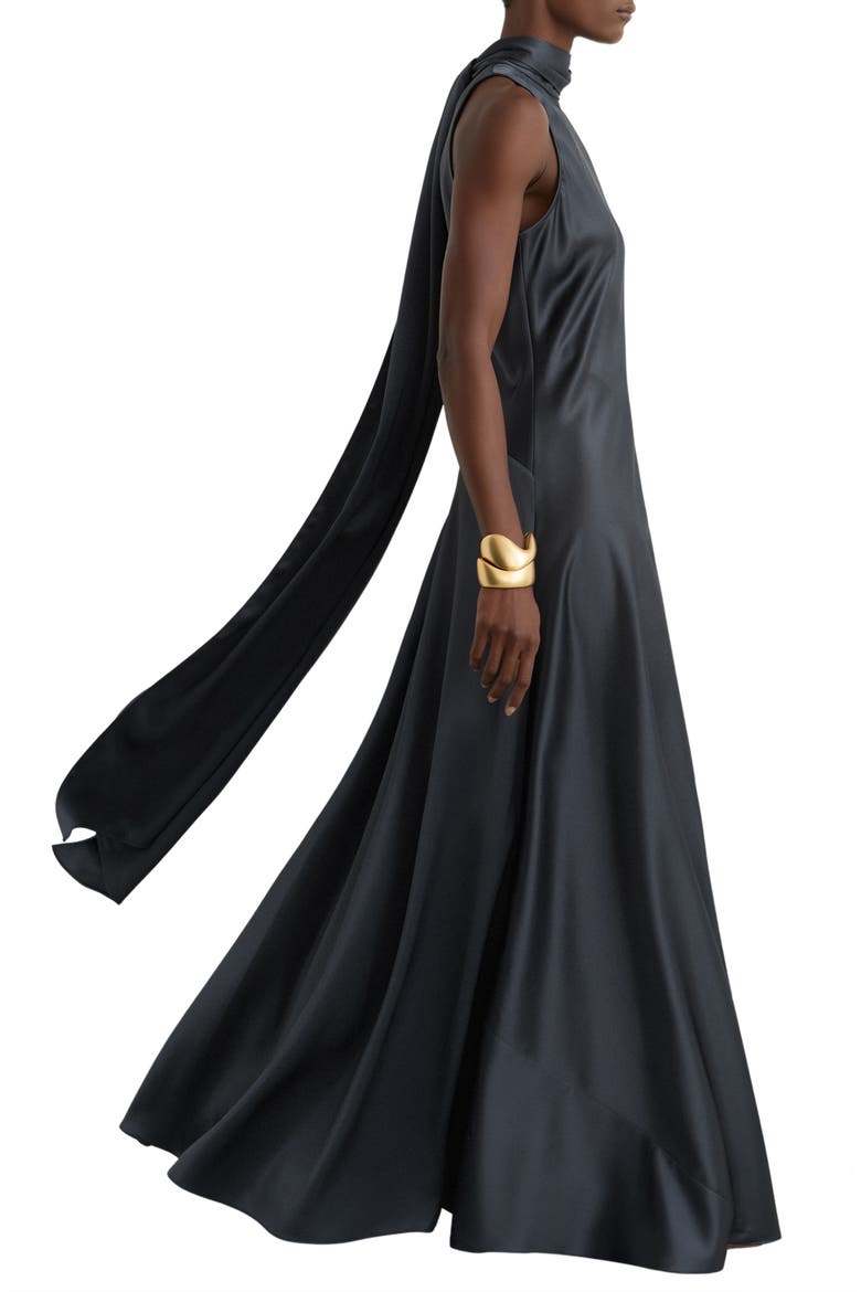 fae satin cape maxi dress Reiss Satin Cape Maxi Dress in Champagne