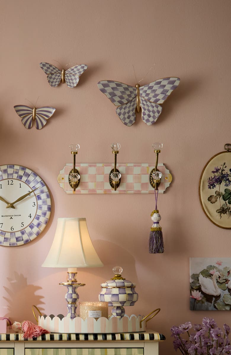 MACKENZIE CHILDS Rosy Check Triple Wall Hook, Alternate, color, Rosy