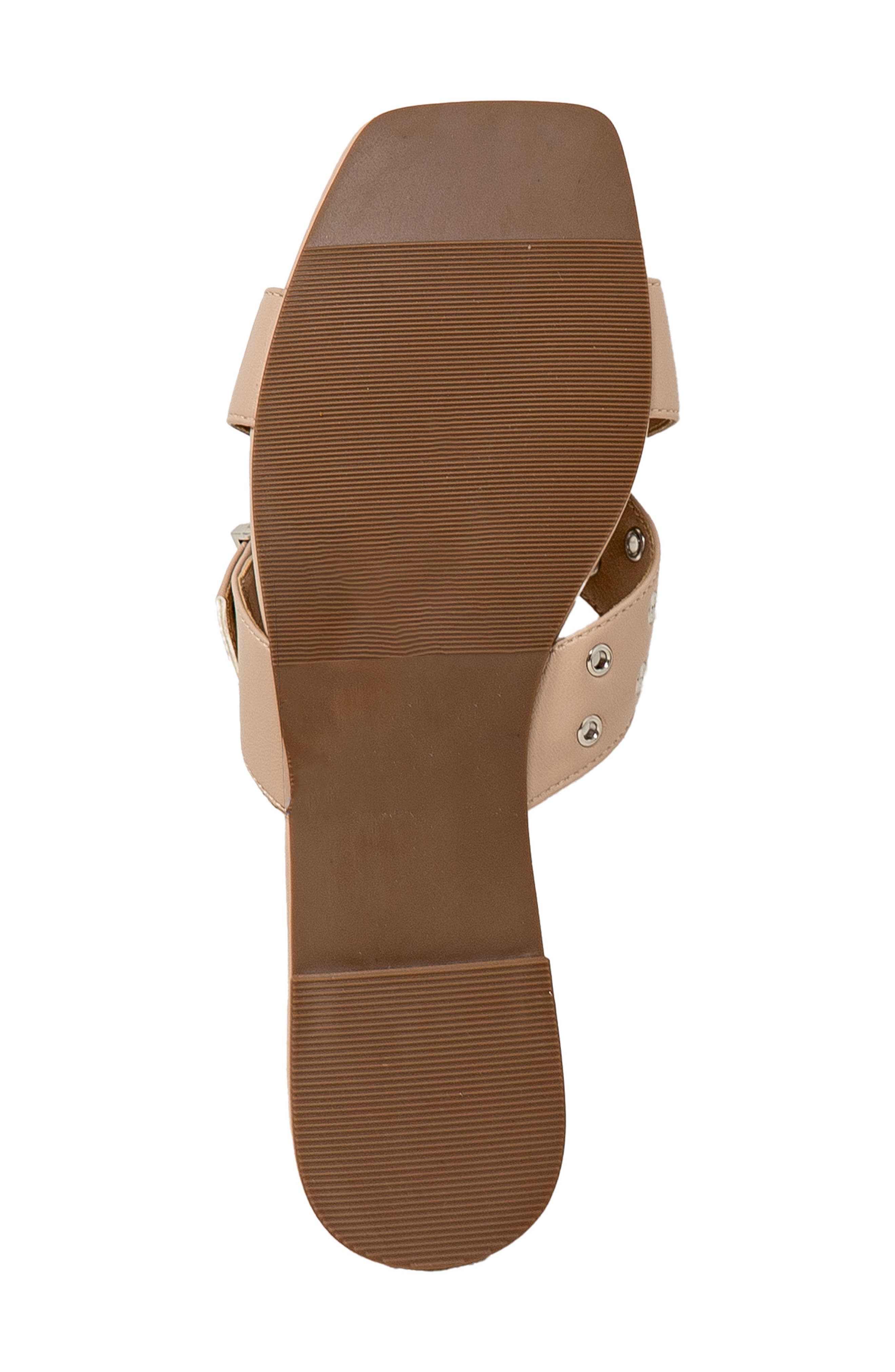 Grommet Cross Strap Slide Sandal, Alternate, color, BEIGE PU