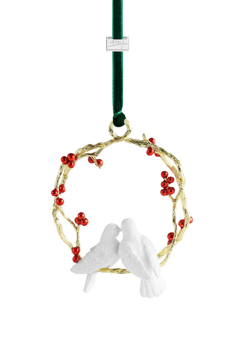 Michael Aram Turtle Doves Ceramic Ornament, Alternate, color, Gold/ Red