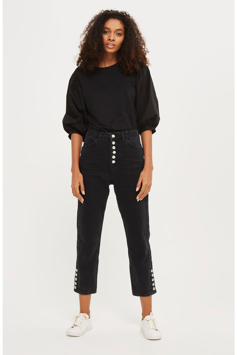 Balloon Sleeve Tee, Alternate, color, BLACK