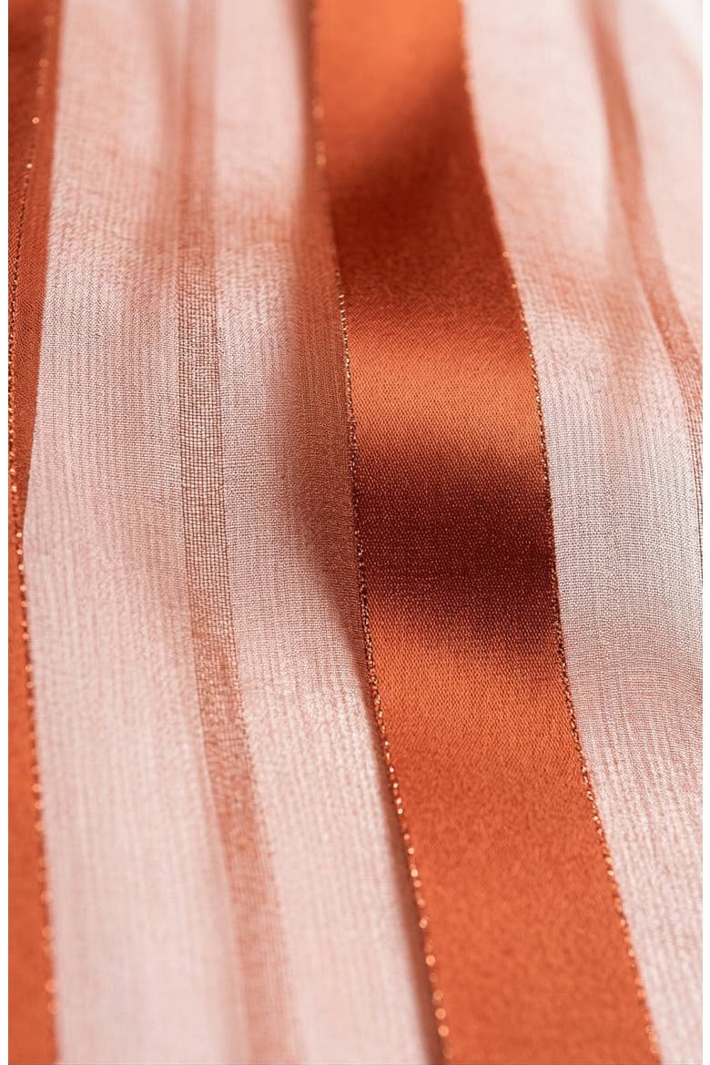 Sheer Blouse with Tie Neck Detail and Bell Sleeves, Alternate, color, Burnt Orange