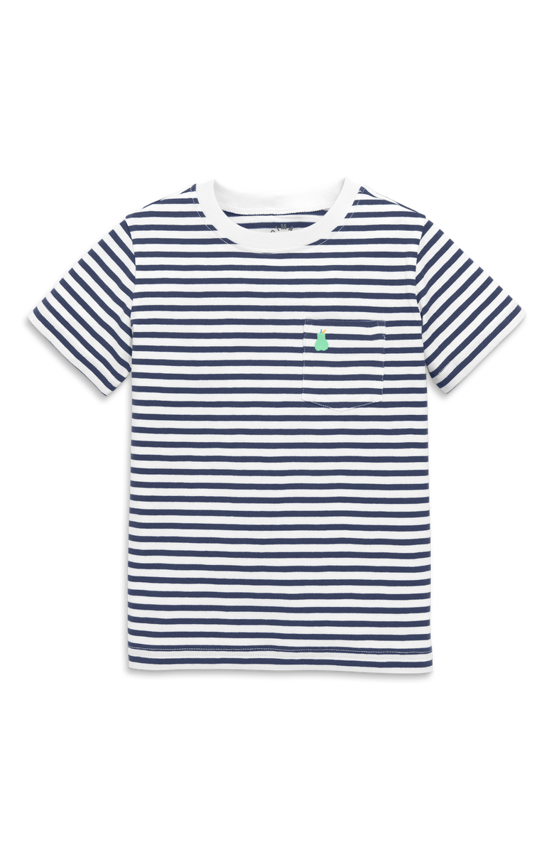 Primary Kids Embroidered Pocket Tee In Stripe, Main, color, Sunwashed Navy White Stripes