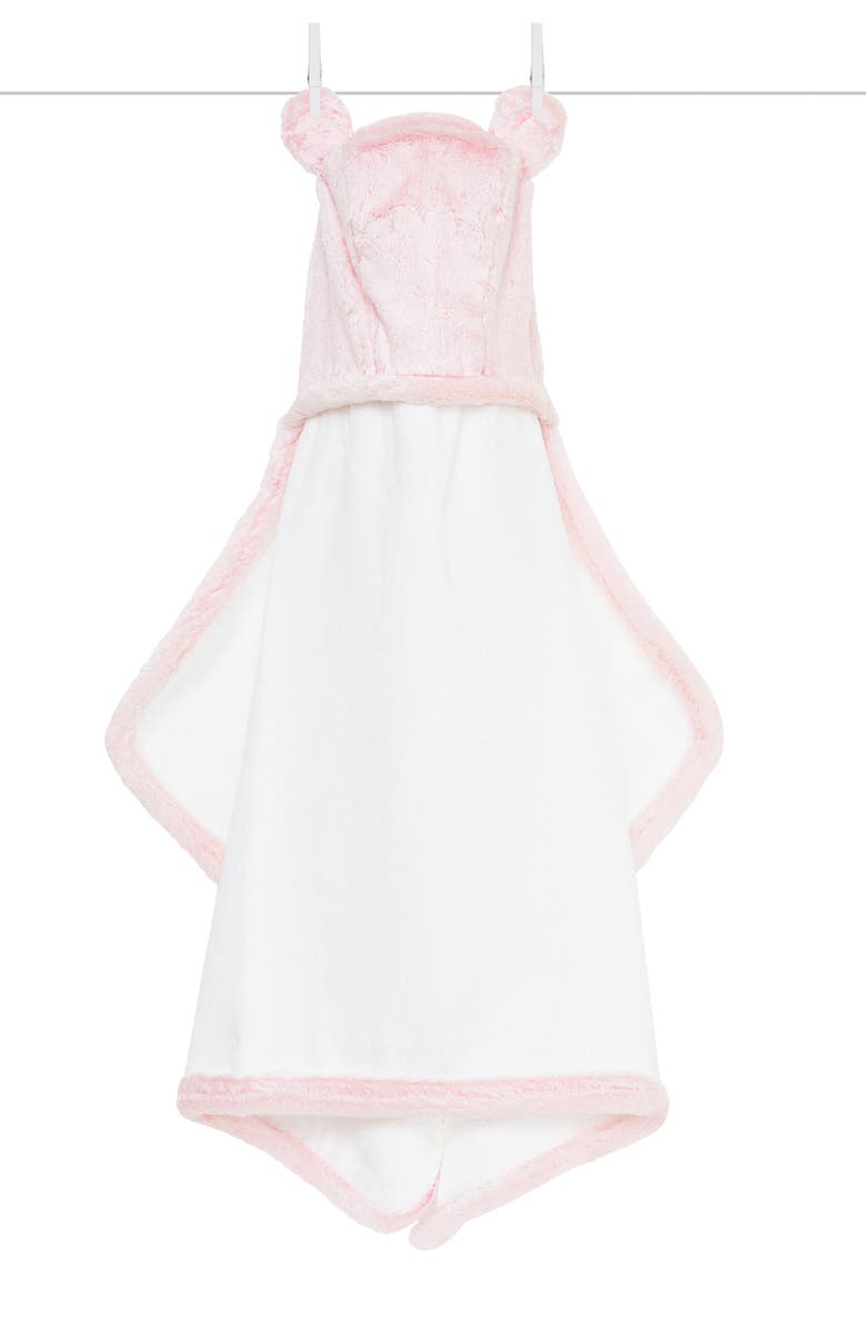 Little Giraffe Luxe Faux Fur Hooded Towel, Alternate, color, Pink