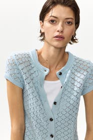 H&M Cap-sleeved pointelle-knit cardigan