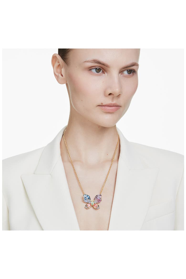 Idyllia Crystal Butterfly Brooch & Pendant Necklace, Alternate, color, MULTICOLORED