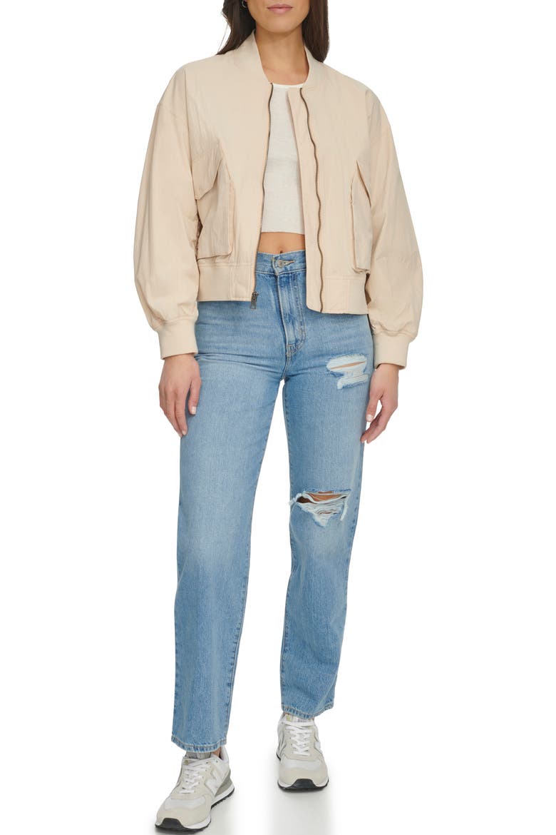 Techy Nylon Bomber Jacket, Alternate, color, FRAPPE