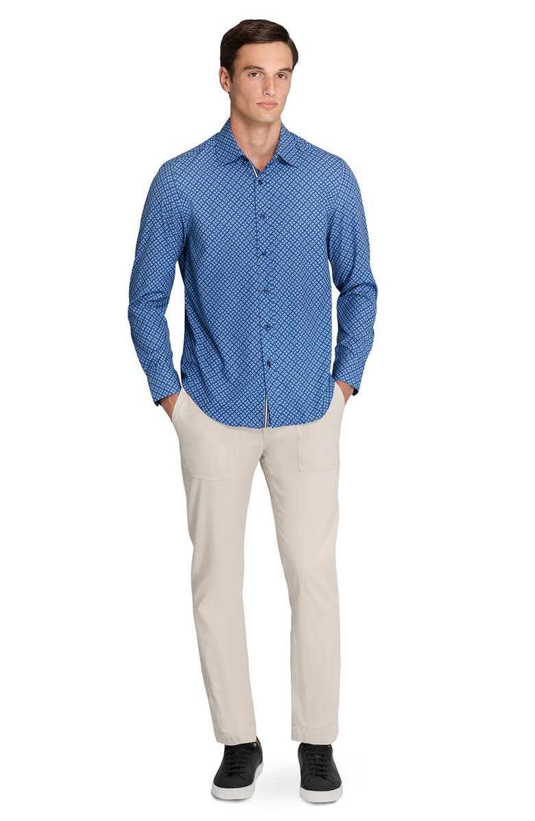 Brooklyn Brigade Mini Diamond Print Woven Long Sleeve Basic, Alternate, color, Navy/Blue