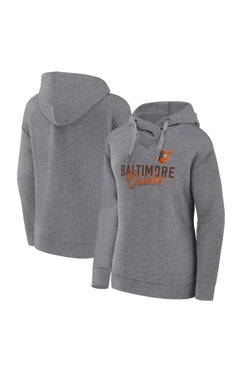 FANATICS Women's Fanatics Branded Heather Gray Baltimore Orioles Script Favorite Pullover Hoodie, Main, color, 