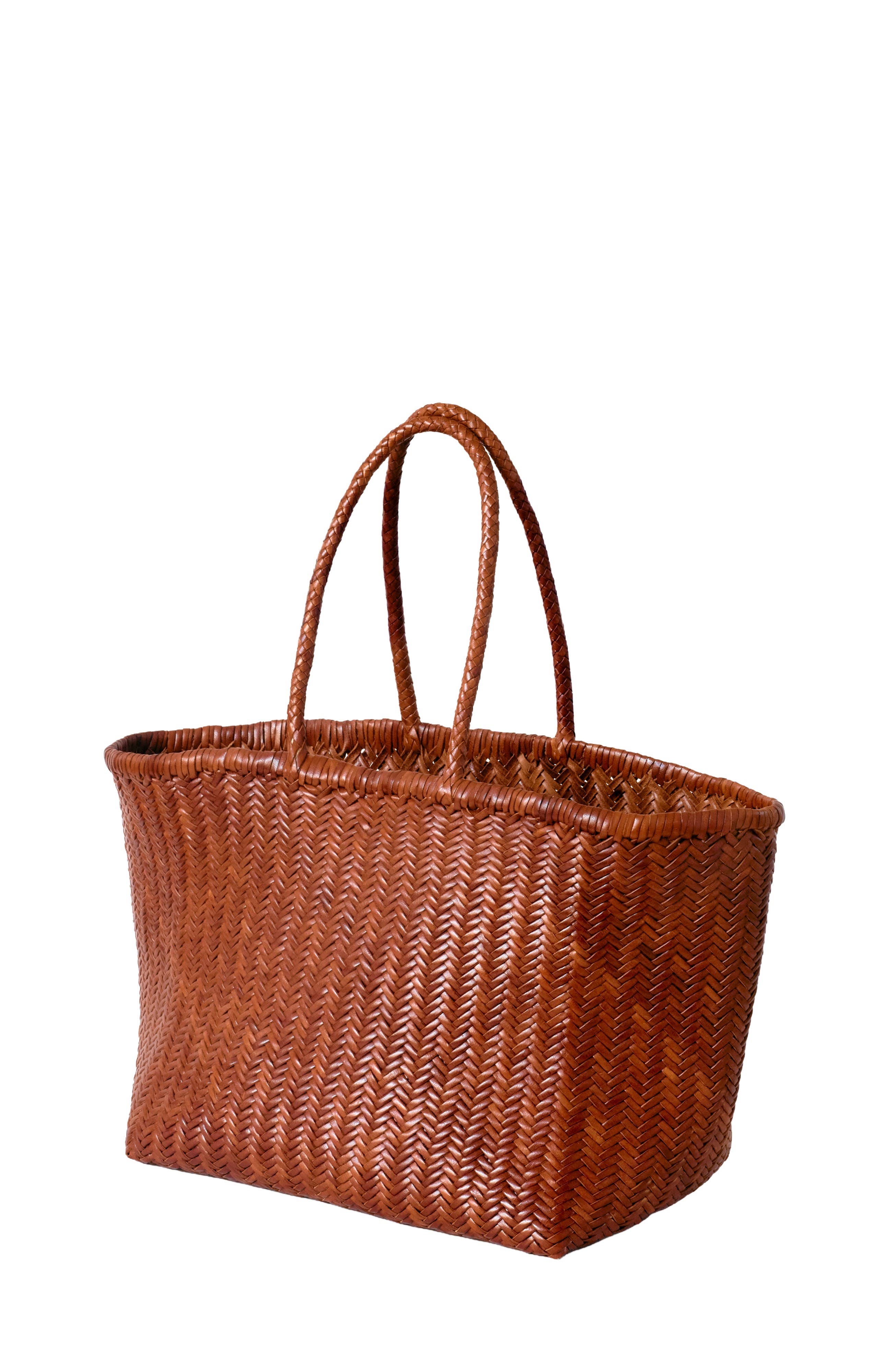Leather Mercato Woven Tote, Alternate, color, Tan