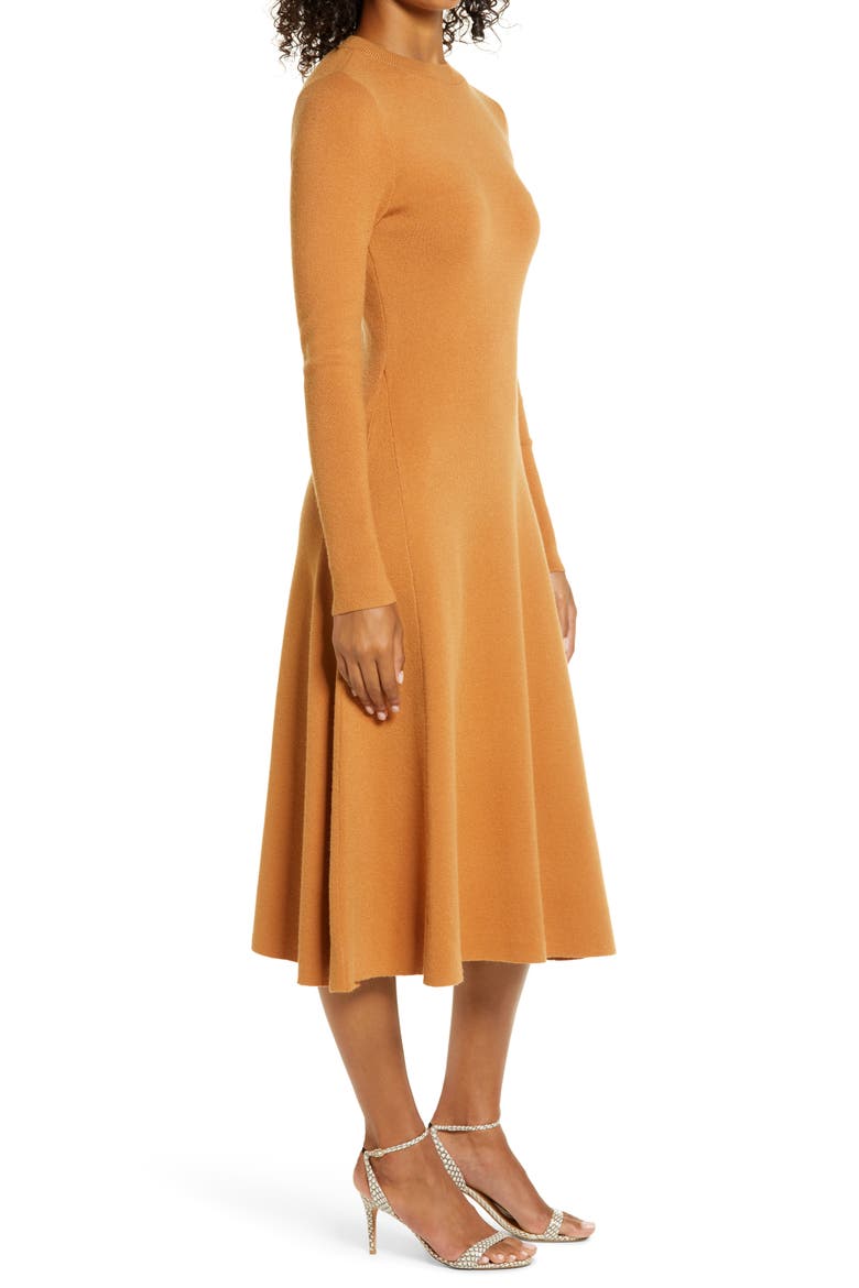 Long Sleeve Sweater Dress, Alternate, color, TAN CASHEW