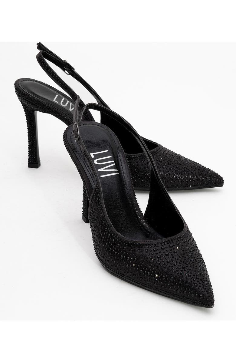 Prologue Shoes Roya Pointed Toe Stiletto Pump, Main, color, Black