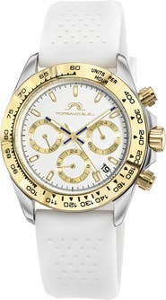 PORSAMO BLEU Women's Alexis Chronograph Sport White Silicone Watch, 37mm