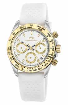 PORSAMO BLEU Women's Alexis Chronograph Sport White Silicone Watch, 37mm