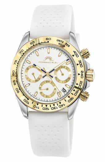 PORSAMO BLEU Women's Alexis Chronograph Sport White Silicone Watch, 37mm