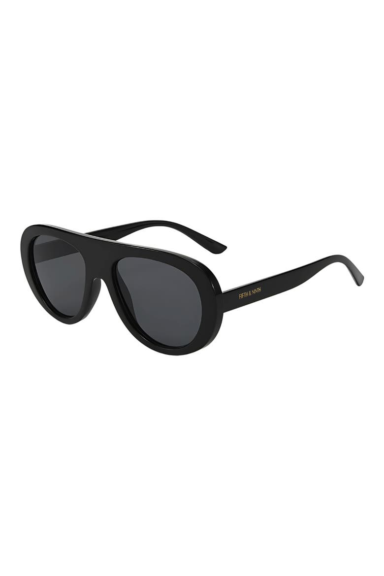 Oeane 55mm Polarized Aviator Sunglasses, Alternate, color, BLACK / BLACK