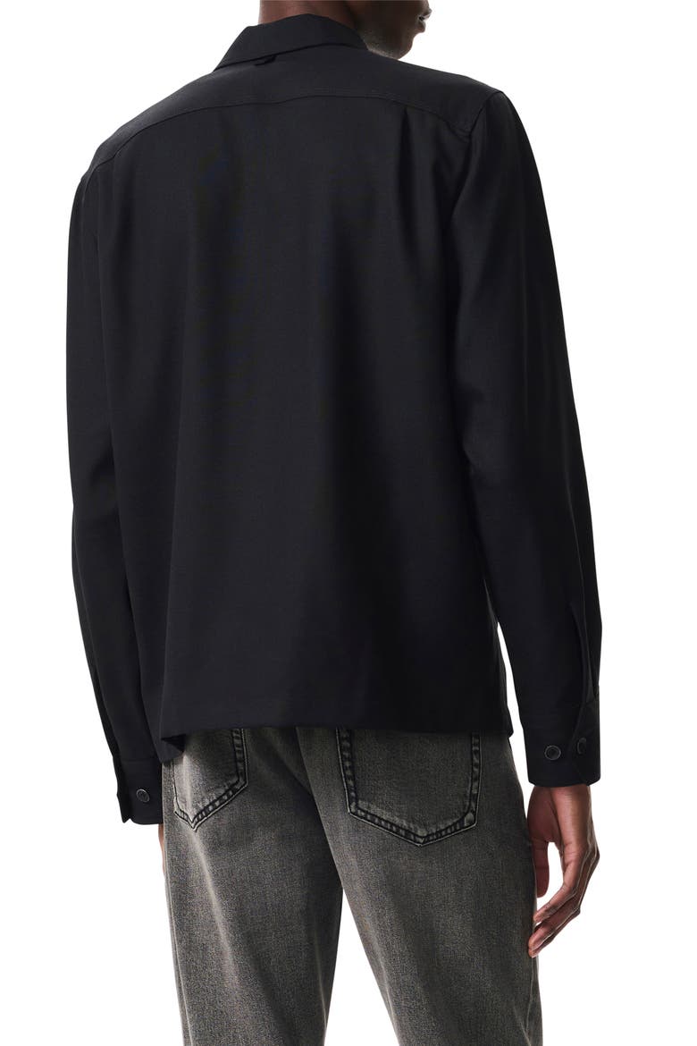 Hyde Wool Blend Piqué Button-Up Shirt Jacket, Alternate, color, BLACK