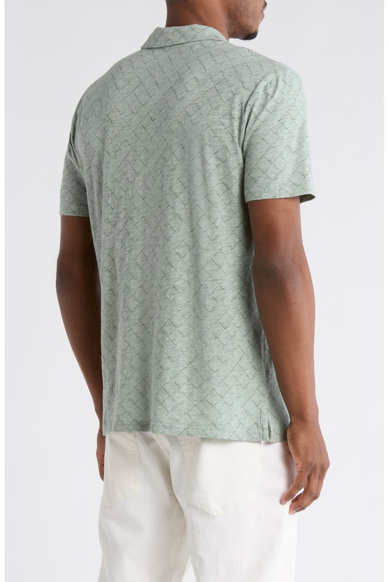 Geo Print Slubbed Cotton Polo, Alternate, color, GREEN PRINT